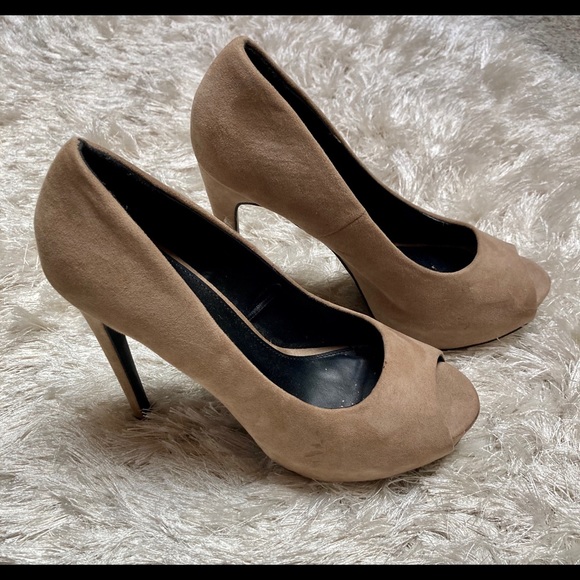 Nude Faux Suede Pumps - Picture 5 of 10
